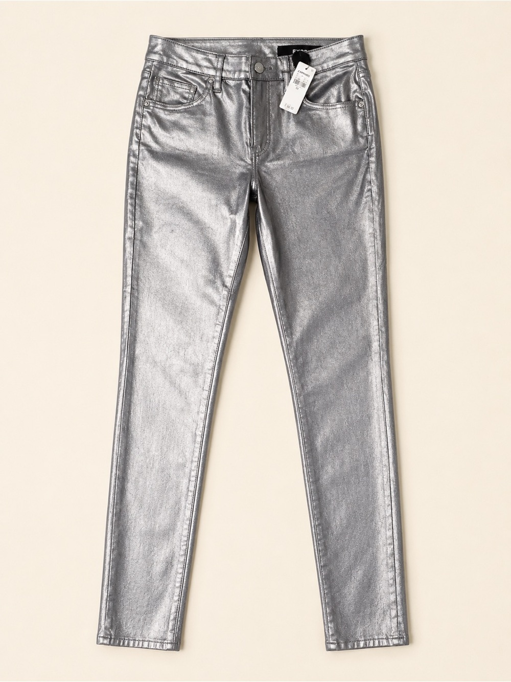 Express Metallic Silver Skinny Pants